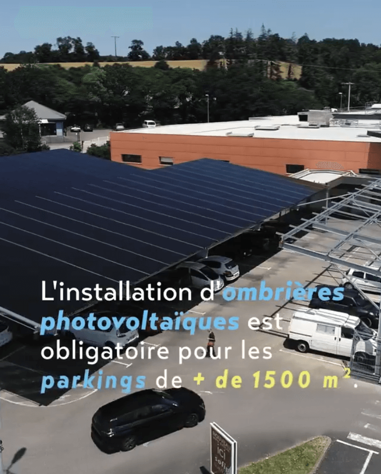 Installation d'ombrières sur parking de 1500m2